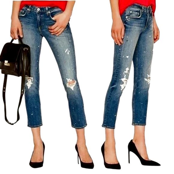 Rag & Bone Lucky Dre Splatter Paint Jeans - Picture 1 of 9